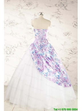 2015 Printed Multi Color Quinceanera Dresses with Beading and Ruching