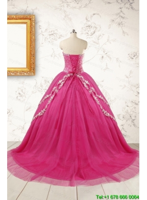 2015 Sweetheart Sweep Train Trendy Quinceanera Dresses with Sequins and Appliques