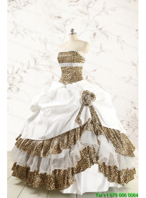 2015 Unique Quinceanera Dresses with Strapless Leopard