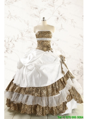 2015 Unique Quinceanera Dresses with Strapless Leopard