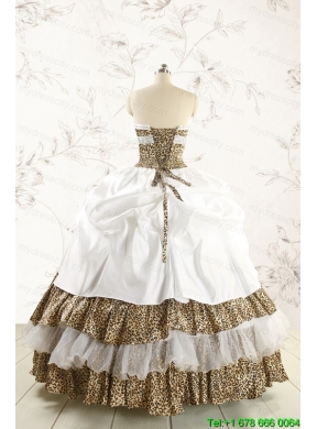 2015 Unique Quinceanera Dresses with Strapless Leopard