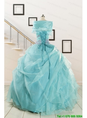 Beading and Ruffles Pretty Quinceanera Dresses in Aqua Blue for 2015