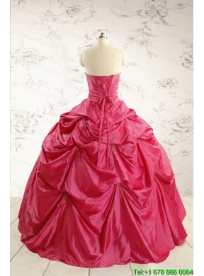 2015 Cheap Appliques Quinceanera Dresses in Hot Pink