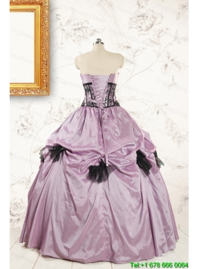 2015 Cheap Strapless Quinceanera Dresses with Appliques and Ruffles