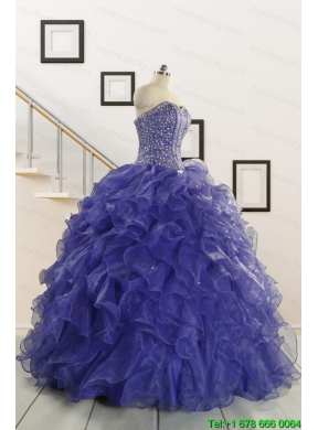 2015 Sweetheart Ruffles Purple Quinceanera Dresses with Wraps