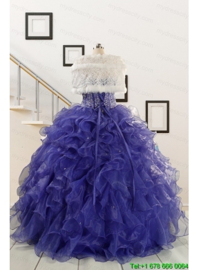 2015 Sweetheart Ruffles Purple Quinceanera Dresses with Wraps