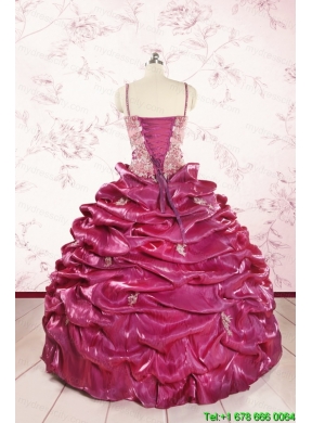 2015 Unique Appliques Quinceanera Dresses with Spaghetti Straps
