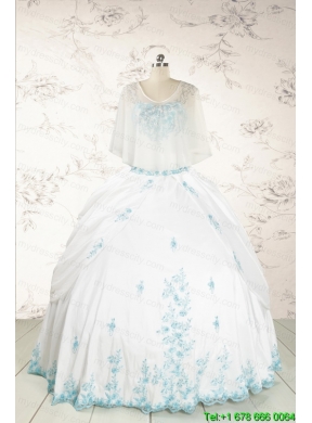Appliques Pretty Quinceanera Dresses in White for 2015