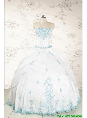 Appliques Pretty Quinceanera Dresses in White for 2015
