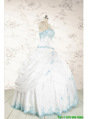 Appliques Pretty Quinceanera Dresses in White for 2015