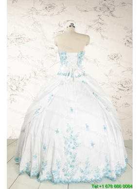 Appliques Pretty Quinceanera Dresses in White for 2015