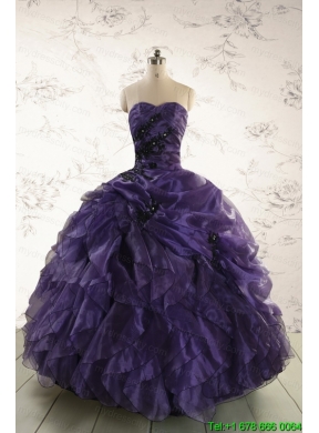 Elegant Sweetheart Appliques Purple Quinceanera Dress for 2015