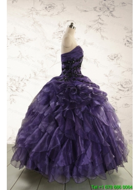 Elegant Sweetheart Appliques Purple Quinceanera Dress for 2015