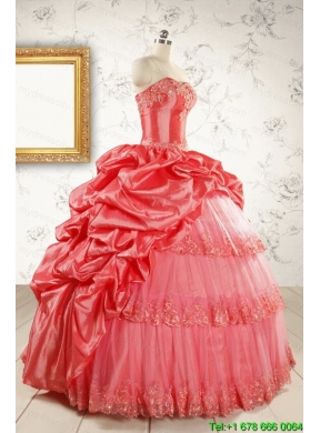 New Style Appliques Quinceanera Dresses in Watermelon