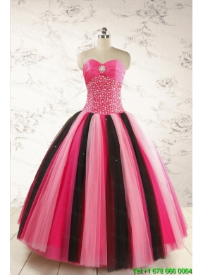 Unique Multi Color 2015 Quinceanera Dresses with Beading