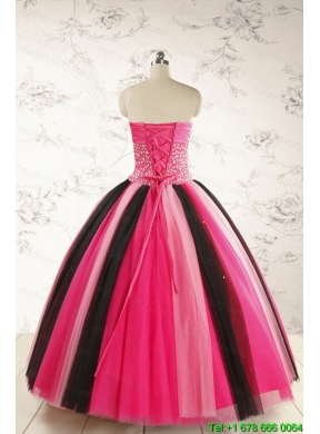 Unique Multi Color 2015 Quinceanera Dresses with Beading