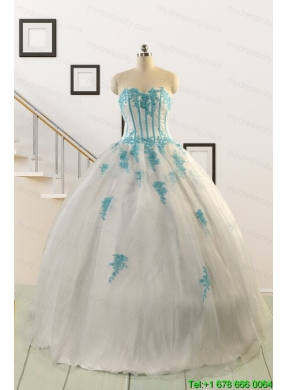 2015 Affordable White Quinceanera Dresses with Appliques