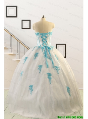 2015 Affordable White Quinceanera Dresses with Appliques