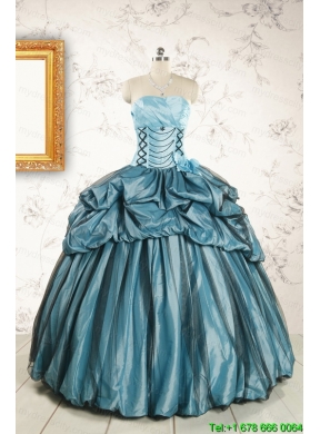 2015 Cheap Strapless Quinceanera Dresses in Teal