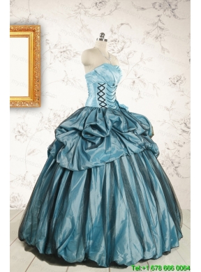 2015 Cheap Strapless Quinceanera Dresses in Teal