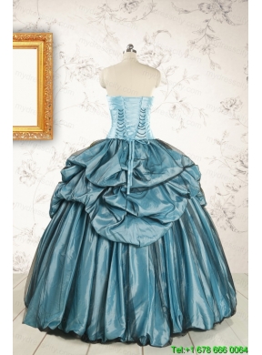 2015 Cheap Strapless Quinceanera Dresses in Teal