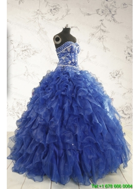 Beautiful Beading and Ruffles Quinceanera Dresses in Royal Blue