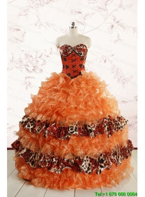 Beautiful Orange Quinceanera Dresses with Ruffles
