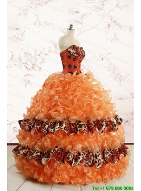 Beautiful Orange Quinceanera Dresses with Ruffles