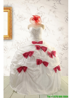 Cheap White Quinceanera Dresses with Beading and Bowknots For 2015