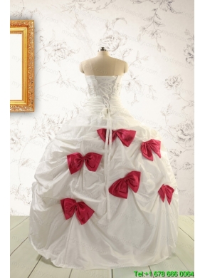 Cheap White Quinceanera Dresses with Beading and Bowknots For 2015