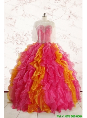 Inexpensive Beading Quinceanera Dresses in Multi  Color