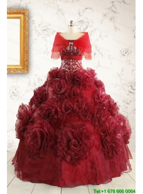 New Style Ball Gown Wine Red Quinceanera Dresses for 2015