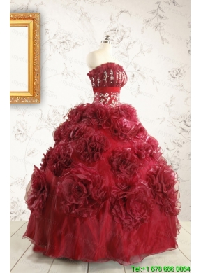 New Style Ball Gown Wine Red Quinceanera Dresses for 2015