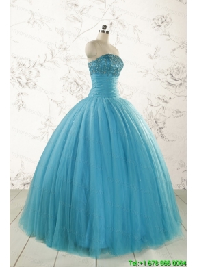 New Style Strapless Quinceanera Dresses with Beading for 2015