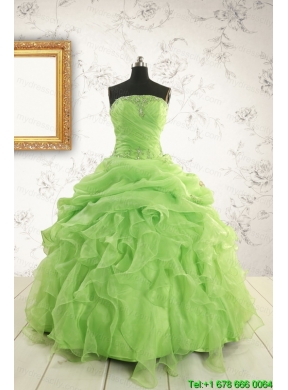 Perfect Green Quinceanera Dresses with Beading and Ruffles