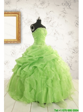 Perfect Green Quinceanera Dresses with Beading and Ruffles