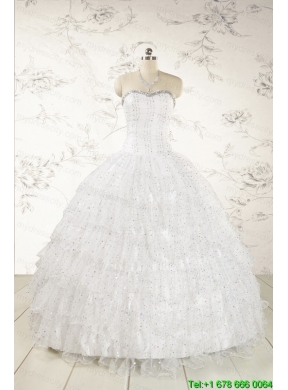 The Most Popular White Sequins Ball Gown Quinceanera Dresses for 2015
