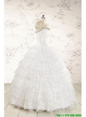 The Most Popular White Sequins Ball Gown Quinceanera Dresses for 2015