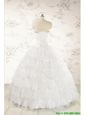 The Most Popular White Sequins Ball Gown Quinceanera Dresses for 2015