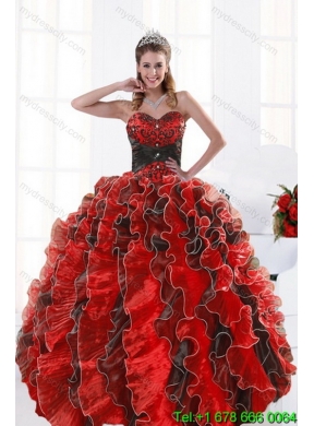 2015 Designer Beading and Ruffles Multi Color Dresses for Quince