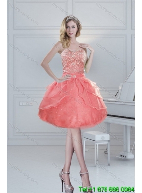 2015 Designer Beading Quinceanera Dresses in Watermelon