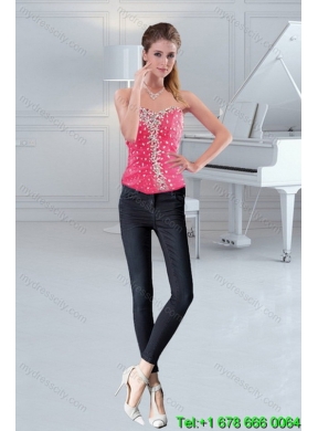 2015 Designer Hot Pink Sweetheart Sweet 15 Dresses with Beading and Ruffles