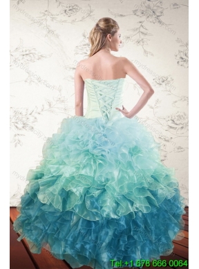2015 Designer Multi Color Dresses for Quince with Beading and Ruffles