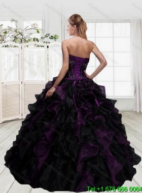 2015 Designer Multi Color Strapless Quinceanera Dresses with Ruffles and Beading