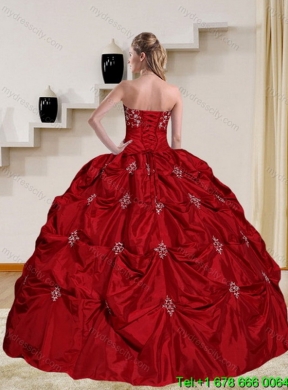 2015 Designer Strapless Quinceanera Dress with Embroidery and Pick Ups