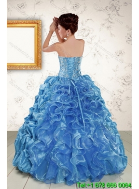 2015 Designer Sweetheart Teal Quince Gown with Embroidery and Pick Ups