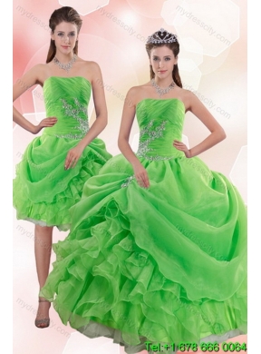 Designer 2015 Pick Ups and Beading Quince Gowns in Spring Green