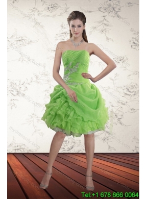 Designer 2015 Pick Ups and Beading Quince Gowns in Spring Green