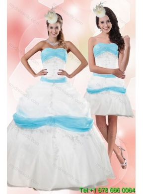 Designer 2015 Strapless Floor Length Appliques Quince Dresses