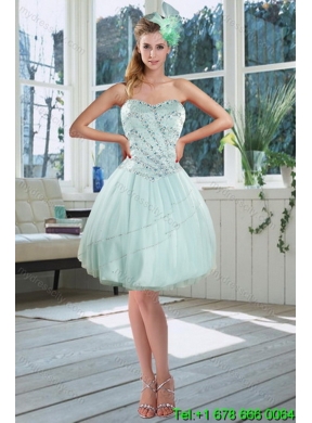 Designer Apple Green Strapless 2015 Quinceanera Dresses with Beading